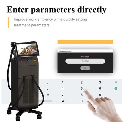 อุปกรณ์กําจัดผมด้วยเลเซอร์ไดโอเดสแบบเออร์กอนอมิค ที่ให้พลังงานออกอย่างต่อเนื่องและขนาดจุดที่เหมือนกันเพื่อผลการกําจัด