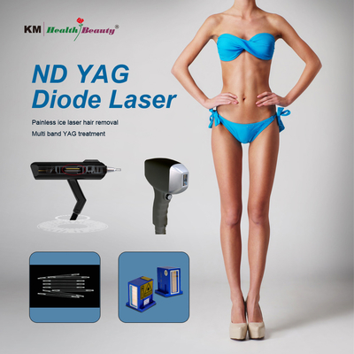 2 ใน 1 เครื่องเลเซอร์ไดโอเดส ถอดรอยสักแบบพกพาและคงที่ 810nm 808nm Q-Switched ND Yag Diode Laser 810nm
